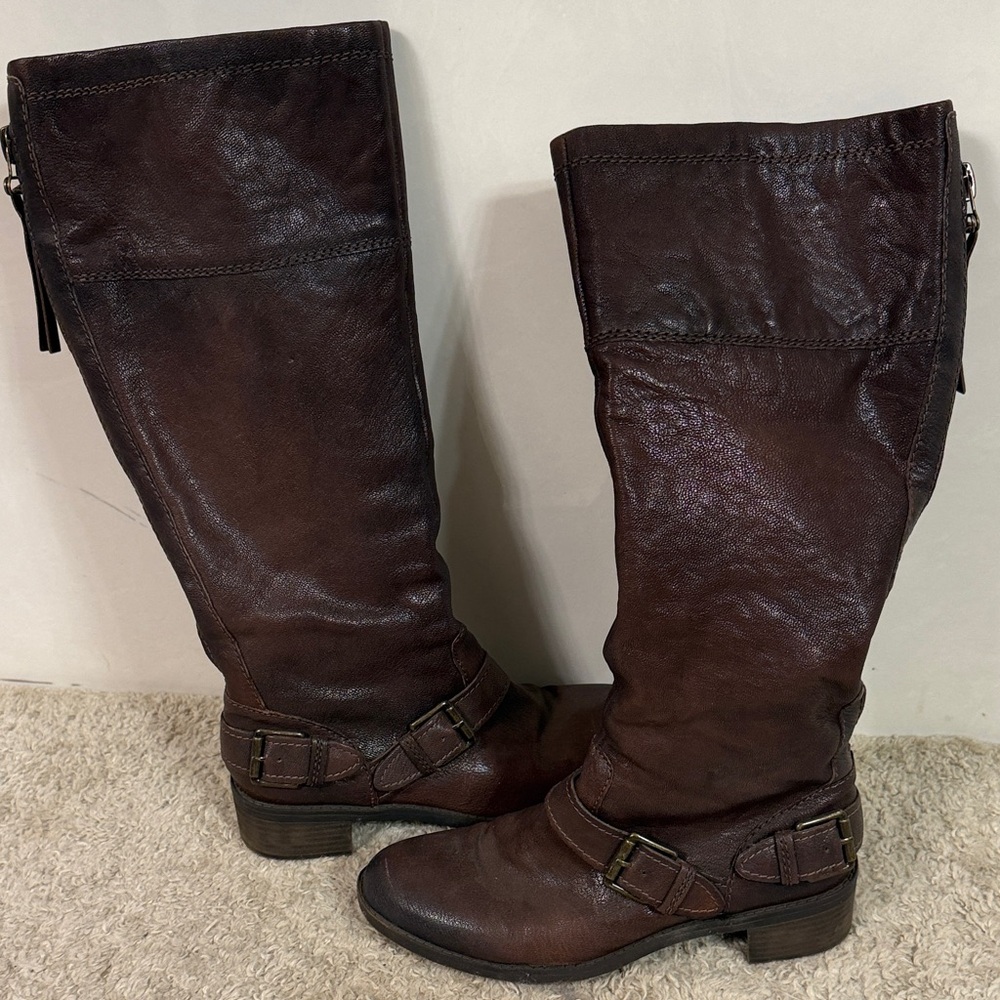 Brown Leather Knee-High Boots